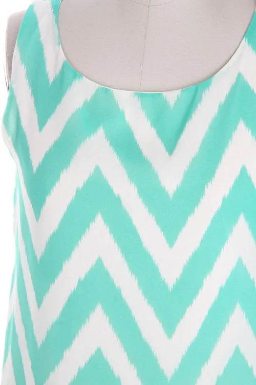 Trendy Chevron ZigZag Blouse Dress