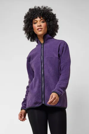 Trimmed Fleece Jacket with Pockets Purple
