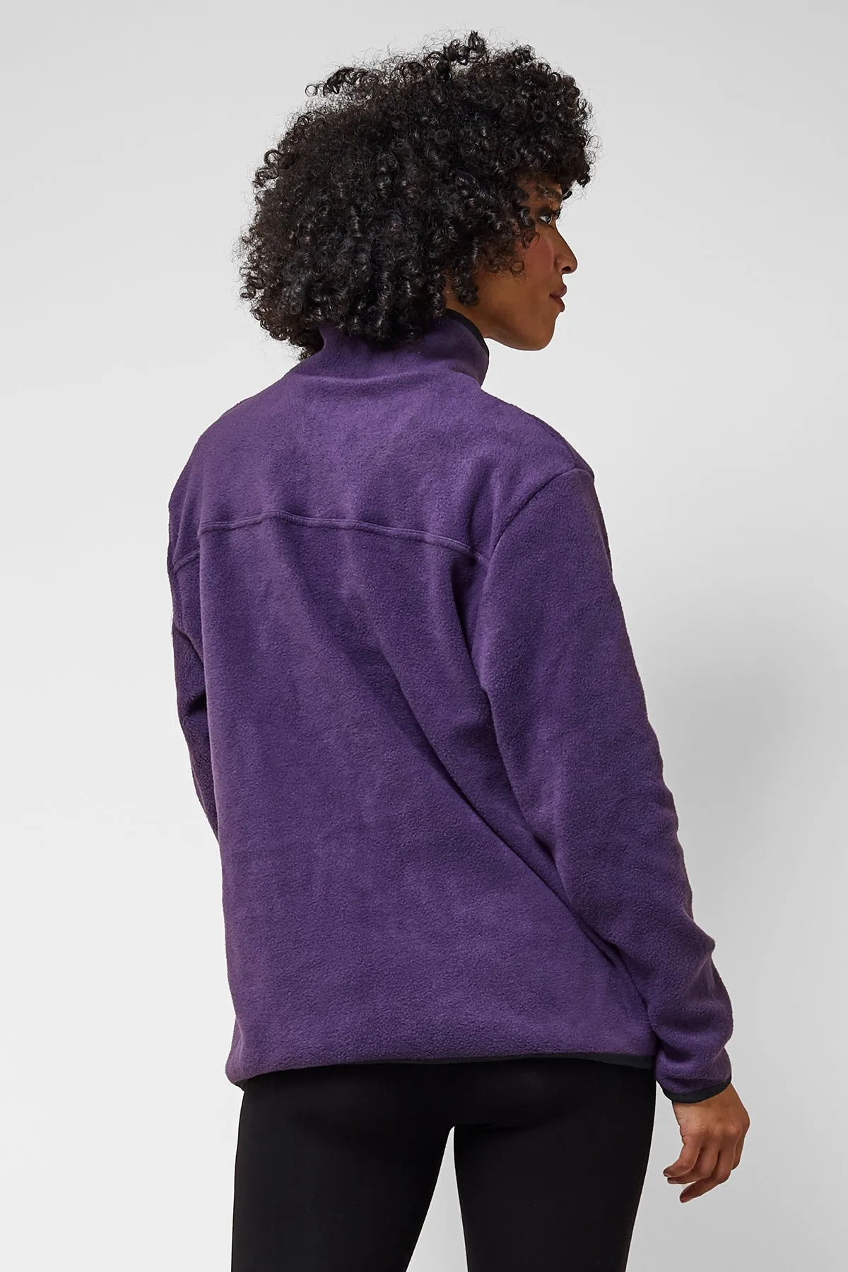 Trimmed Fleece Jacket with Pockets Purple