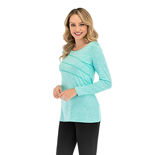 Tunic Tops for Leggings for Women,Cucuchy Yoga Shirts Trendy Workout Gym Shirt Classic Long Sleeve Round Neck Performance Clothes Soft Stay Dry Elastic Muscle Sport Wear Hiking Top Green XL