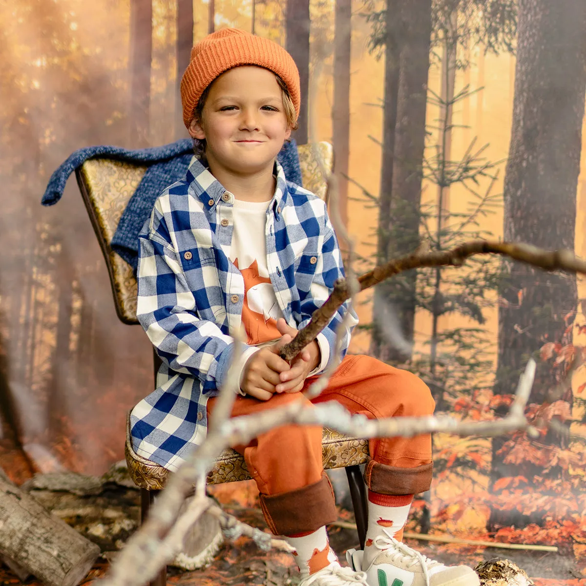 Tuque en tricot orange, enfant || Orange knit toque, child