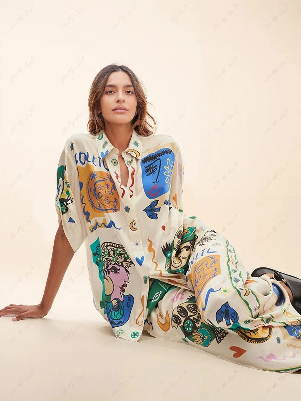 Tyla™ - Casual Graffiti Printing Loose Suit