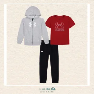 Under Armour: Boys' Three Piece Hoodie Set - Red/Gray