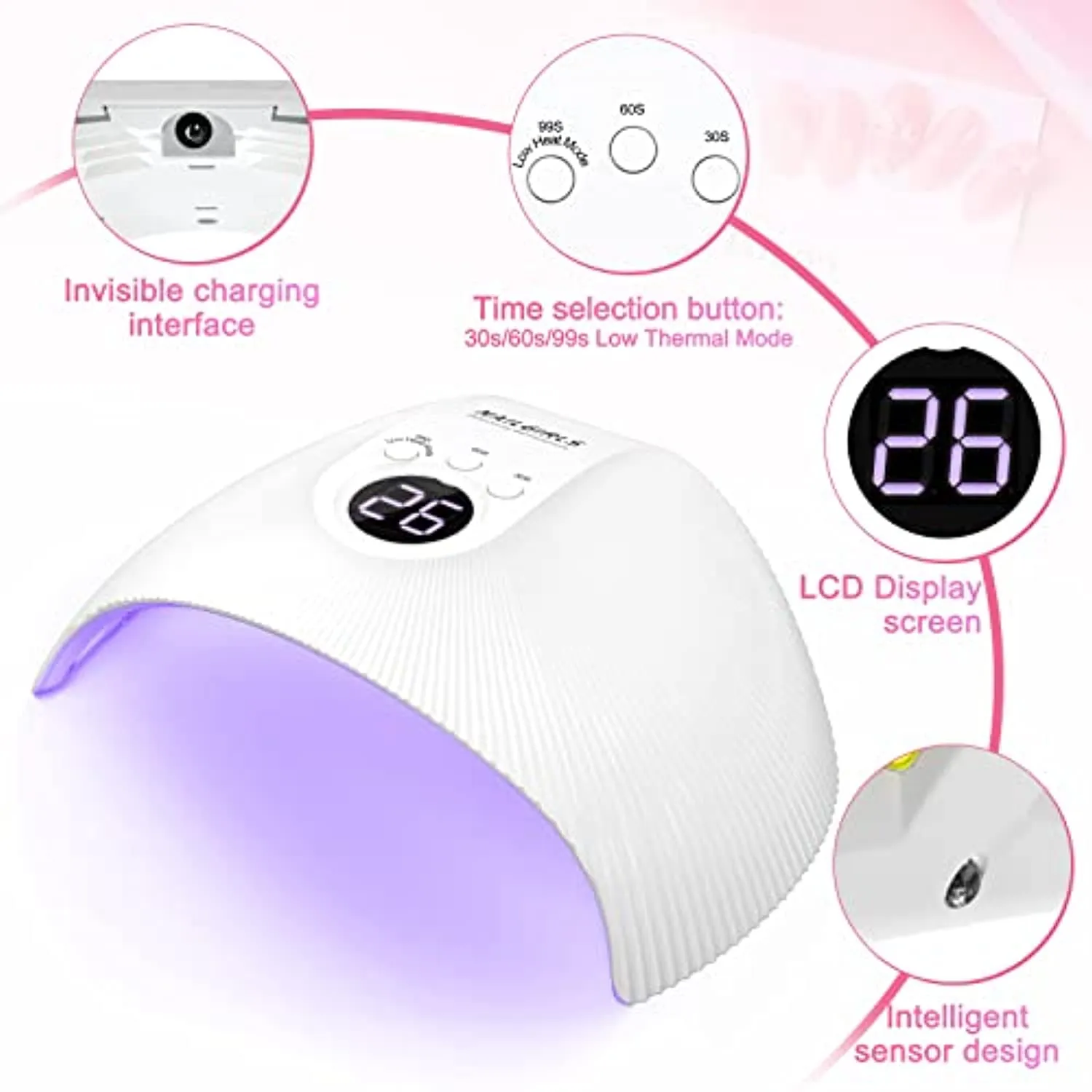 UV LED Nail Lamp, NAILGIRLS 75W UV Light for Nails Professional Nail Dryer for Gel Nail Polish Curing Lamp with 3 Timers Auto Sensor