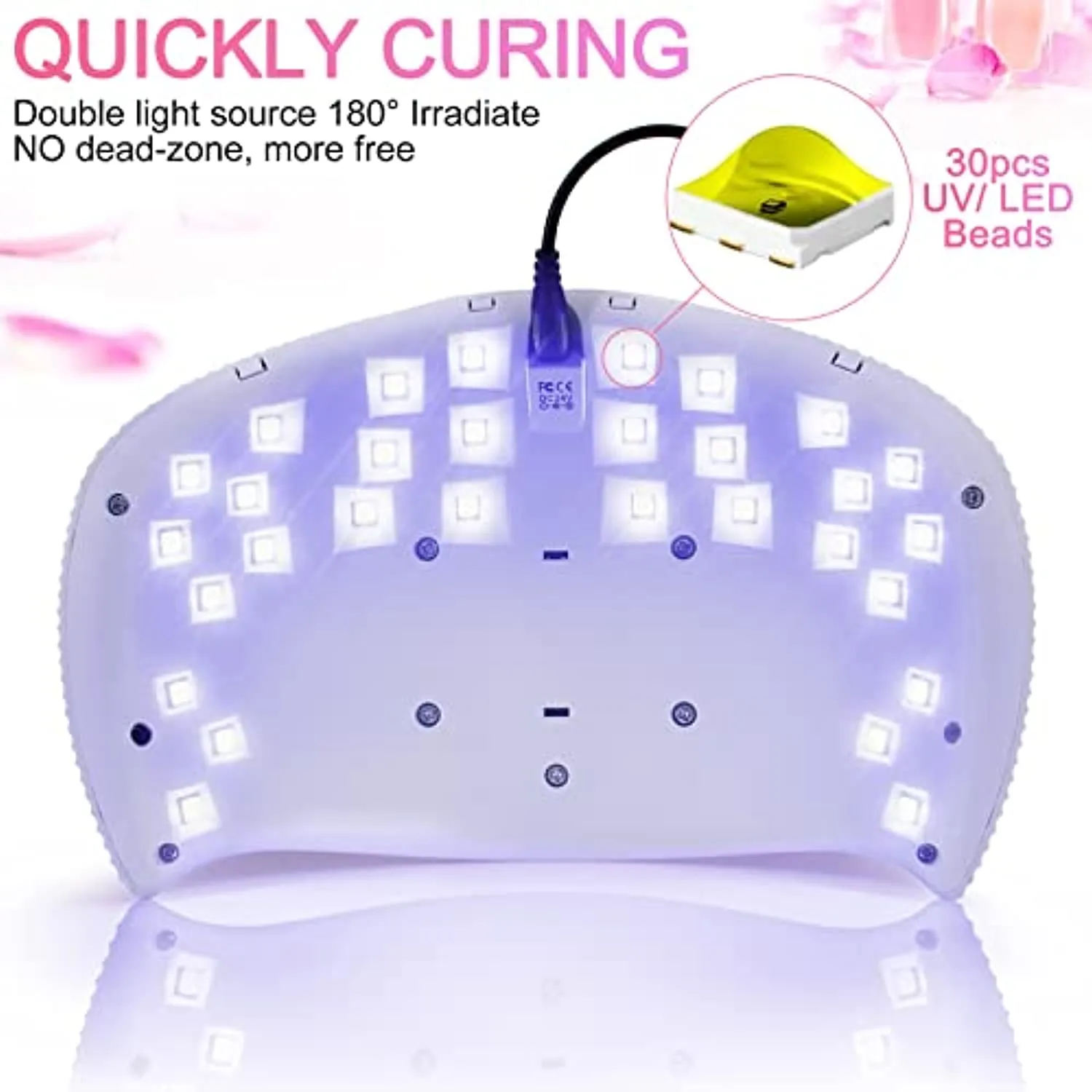 UV LED Nail Lamp, NAILGIRLS 75W UV Light for Nails Professional Nail Dryer for Gel Nail Polish Curing Lamp with 3 Timers Auto Sensor