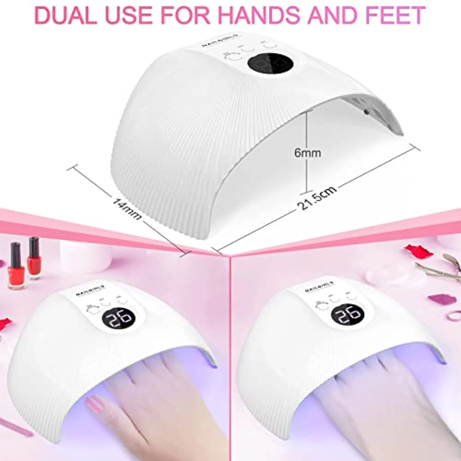 UV LED Nail Lamp, NAILGIRLS 75W UV Light for Nails Professional Nail Dryer for Gel Nail Polish Curing Lamp with 3 Timers Auto Sensor