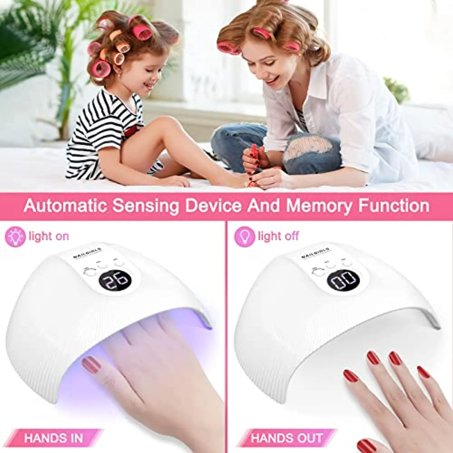UV LED Nail Lamp, NAILGIRLS 75W UV Light for Nails Professional Nail Dryer for Gel Nail Polish Curing Lamp with 3 Timers Auto Sensor