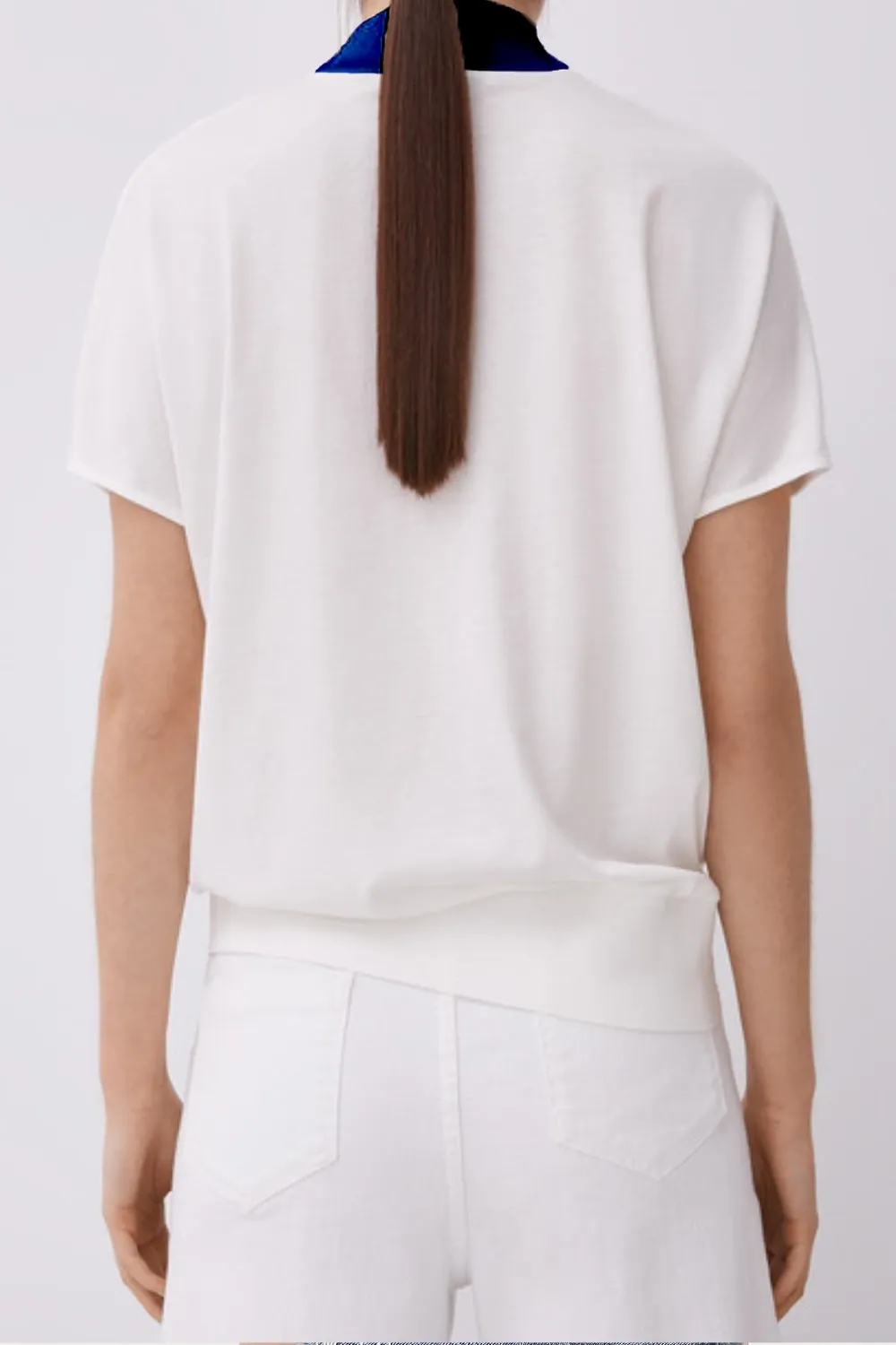 V-We White And Blue Top With Circular Graphic Print