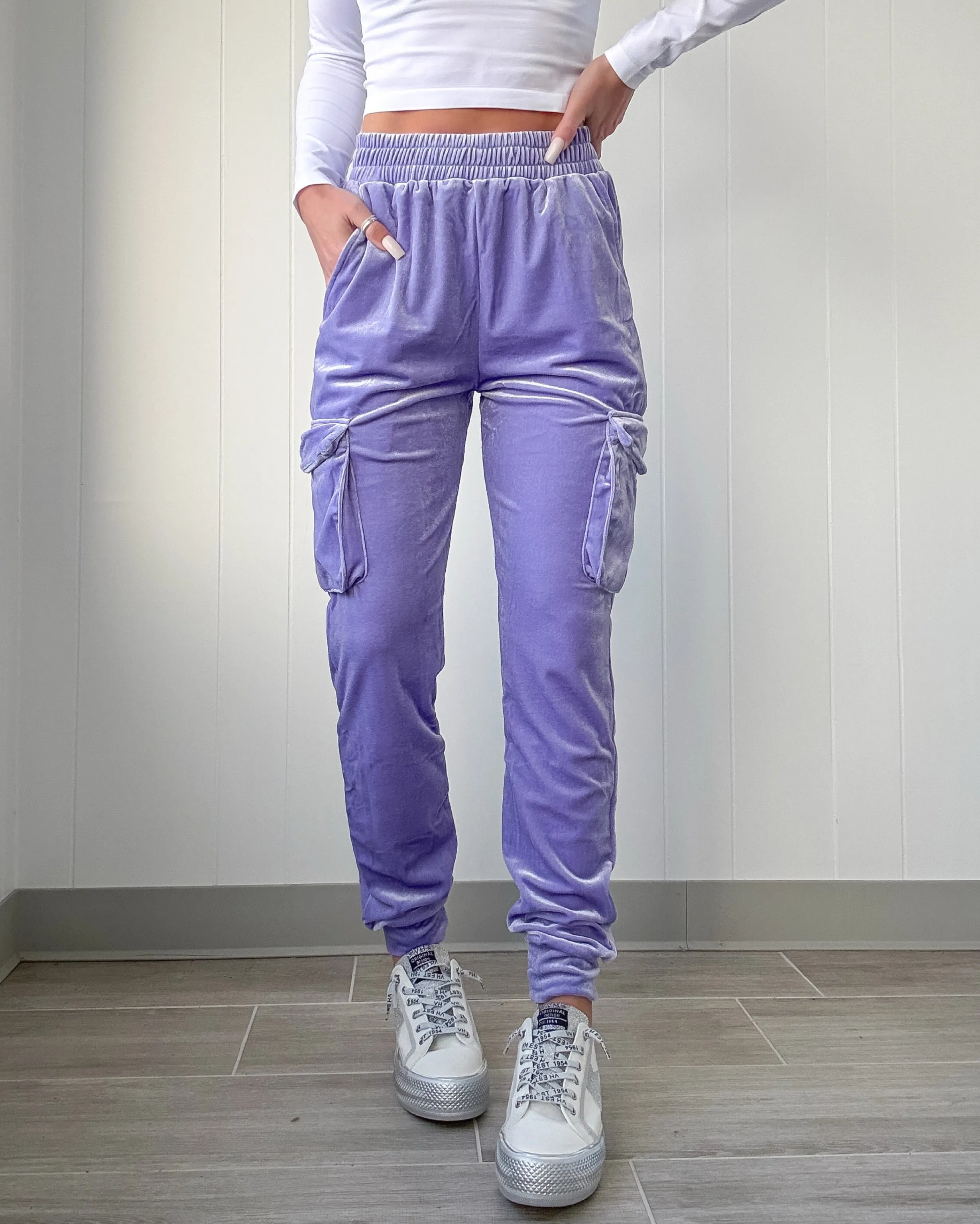 Velvet Edge Cargo Jogger - Purple