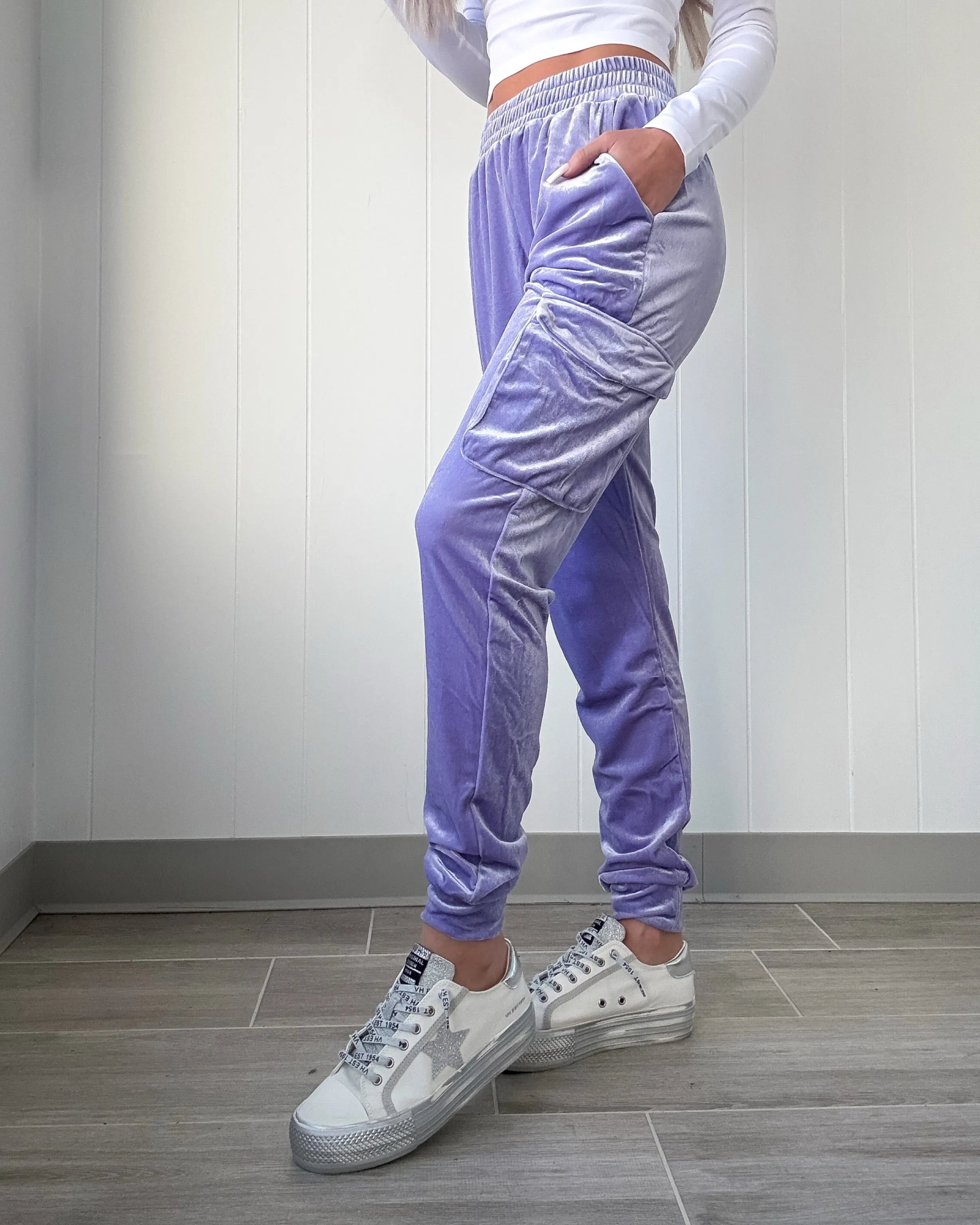 Velvet Edge Cargo Jogger - Purple