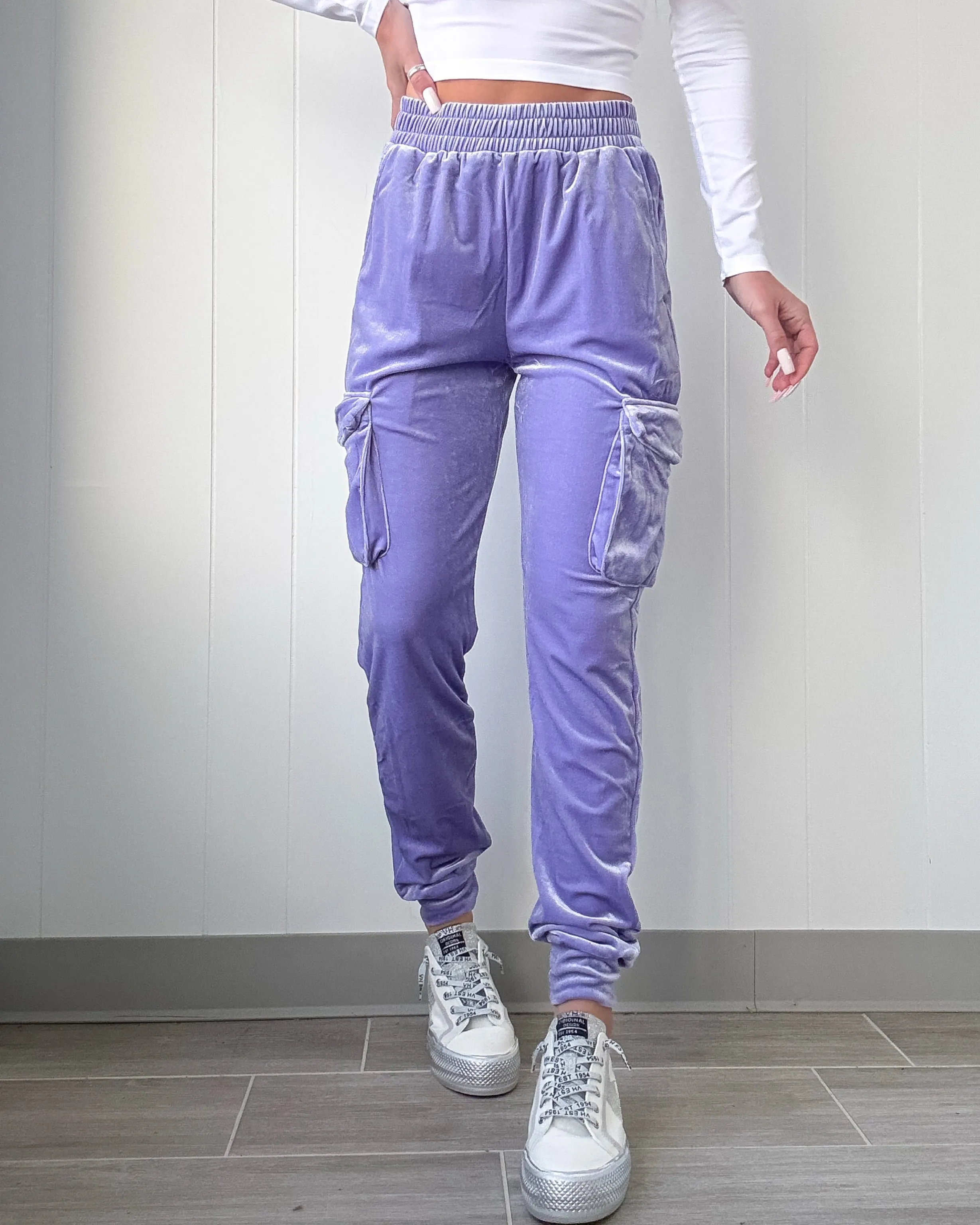 Velvet Edge Cargo Jogger - Purple