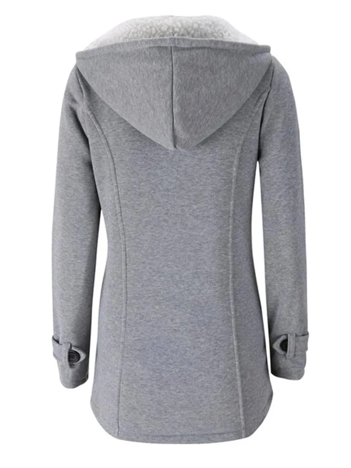 Vintage Casual Warm Plush Lined Hooded Jacket for Women