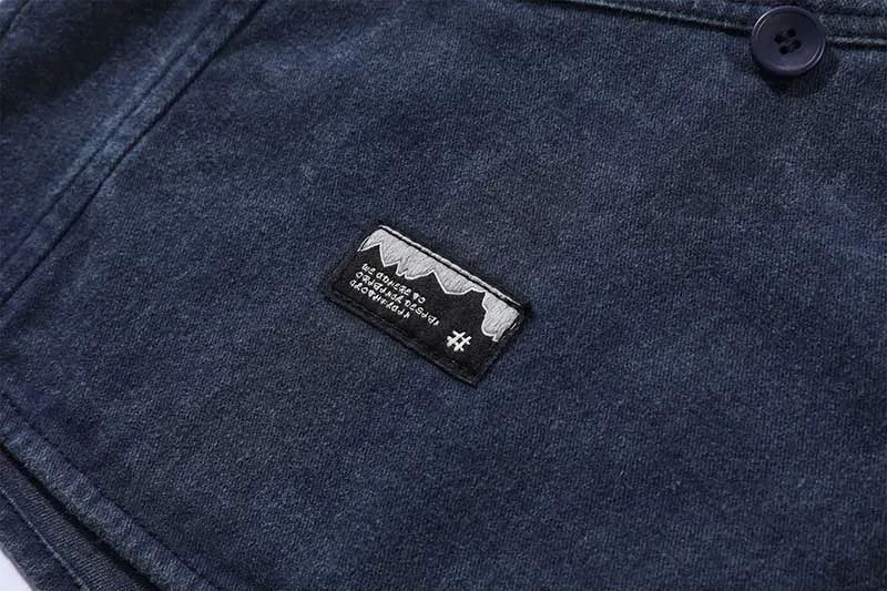 Vintage Hip Hop Casual Blue Denim Jeans Coats Outwear