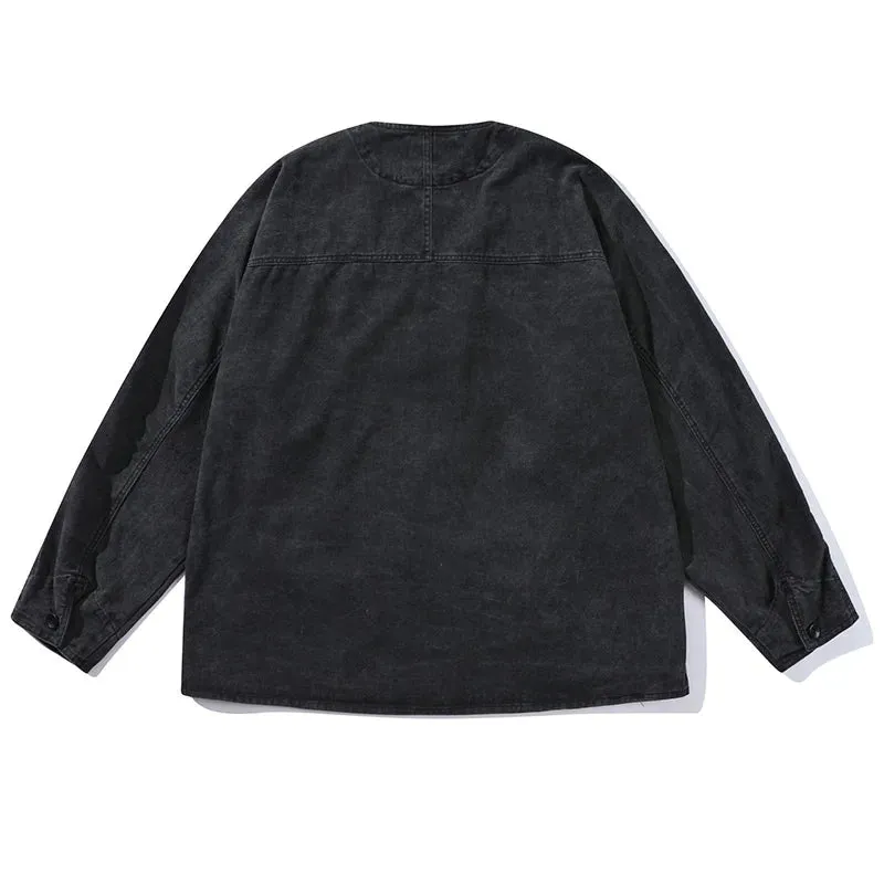 Vintage Hip Hop Casual Blue Denim Jeans Coats Outwear