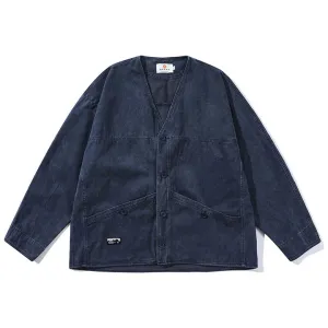 Vintage Hip Hop Casual Blue Denim Jeans Coats Outwear