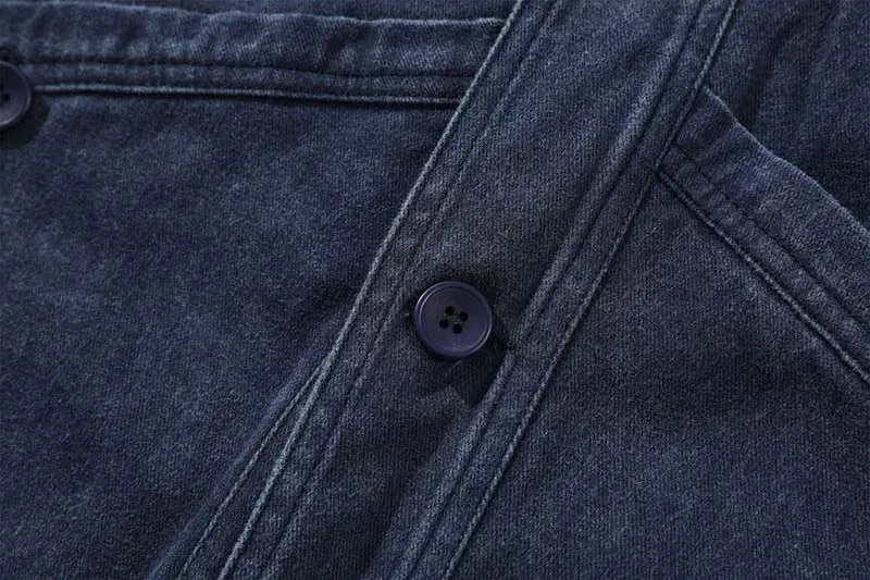Vintage Hip Hop Casual Blue Denim Jeans Coats Outwear