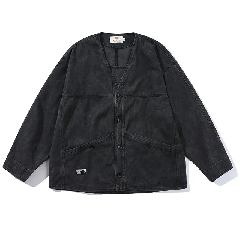Vintage Hip Hop Casual Blue Denim Jeans Coats Outwear