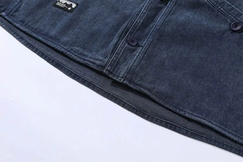 Vintage Hip Hop Casual Blue Denim Jeans Coats Outwear