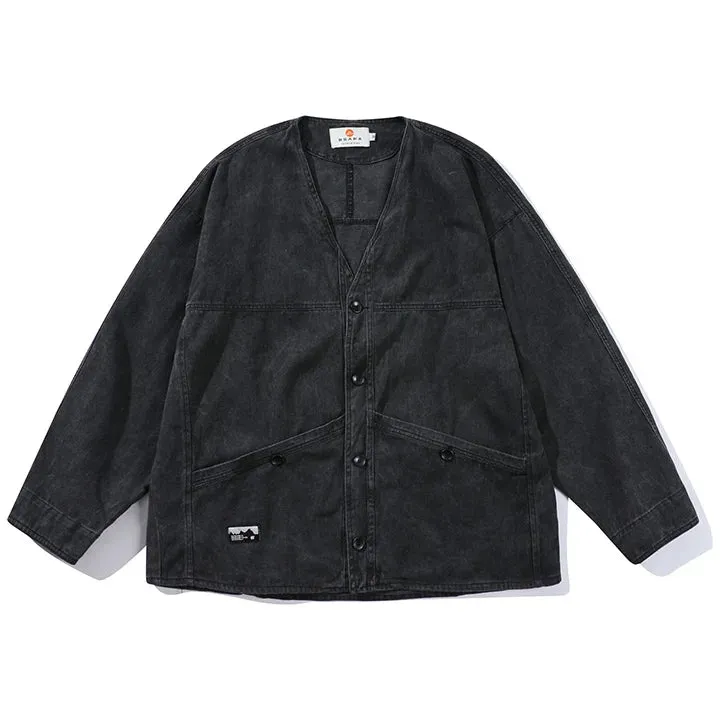 Vintage Hip Hop Casual Blue Denim Jeans Coats Outwear