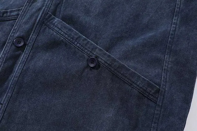 Vintage Hip Hop Casual Blue Denim Jeans Coats Outwear