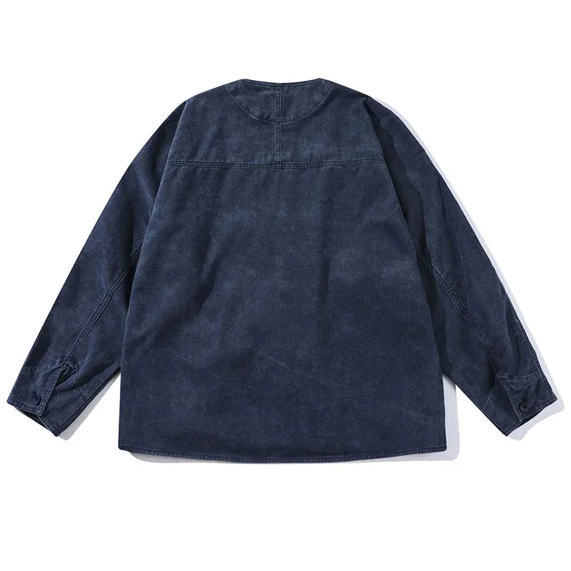 Vintage Hip Hop Casual Blue Denim Jeans Coats Outwear