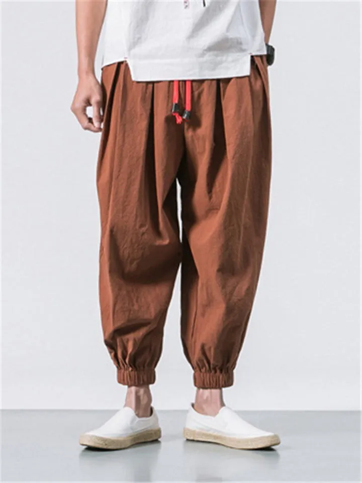 Vintage Japanese Street Style Loose Cozy Linen Pants for Men