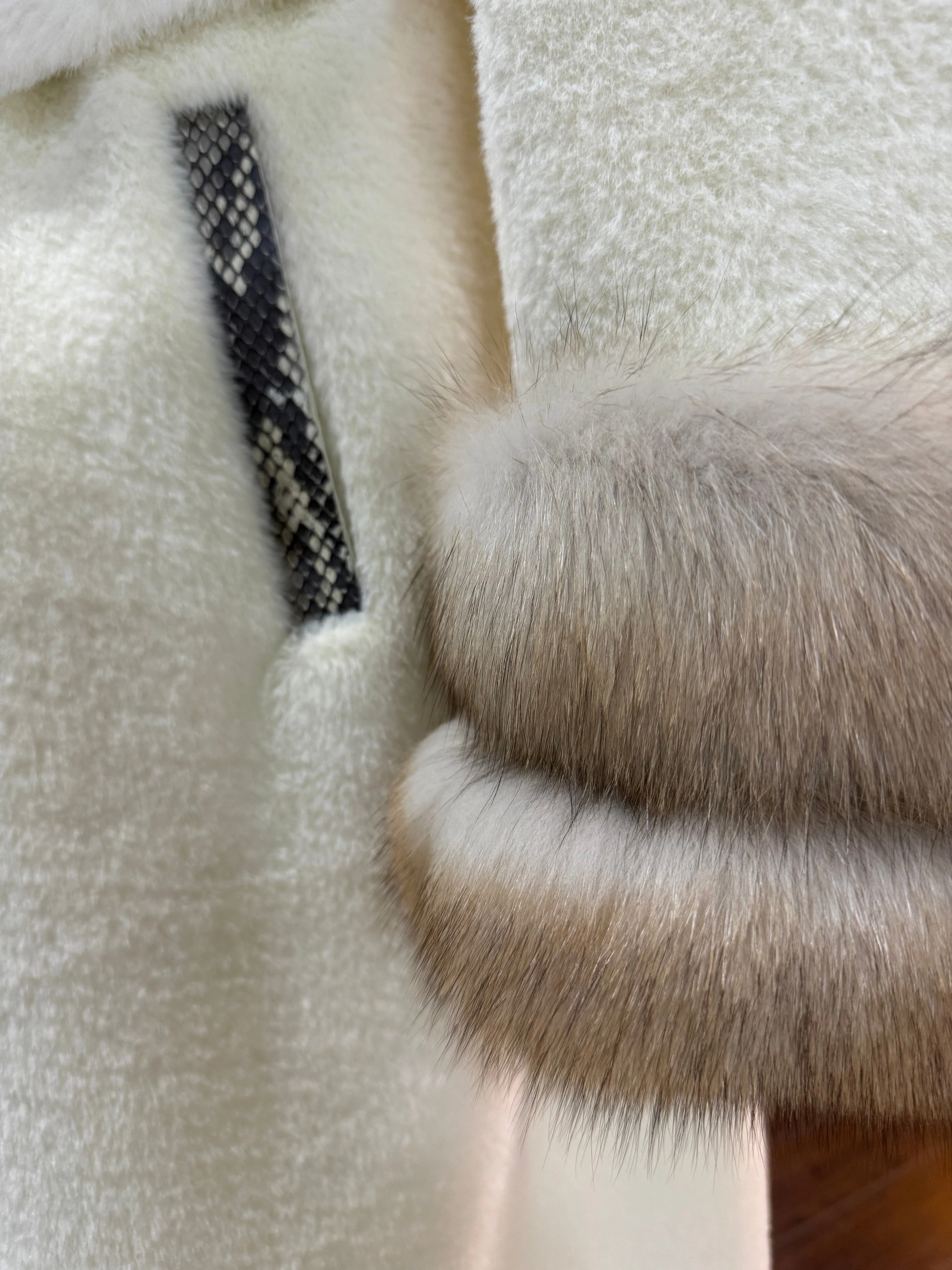 White Alcantara and Real Fox Fur Coat: An Expression of Natural Elegance