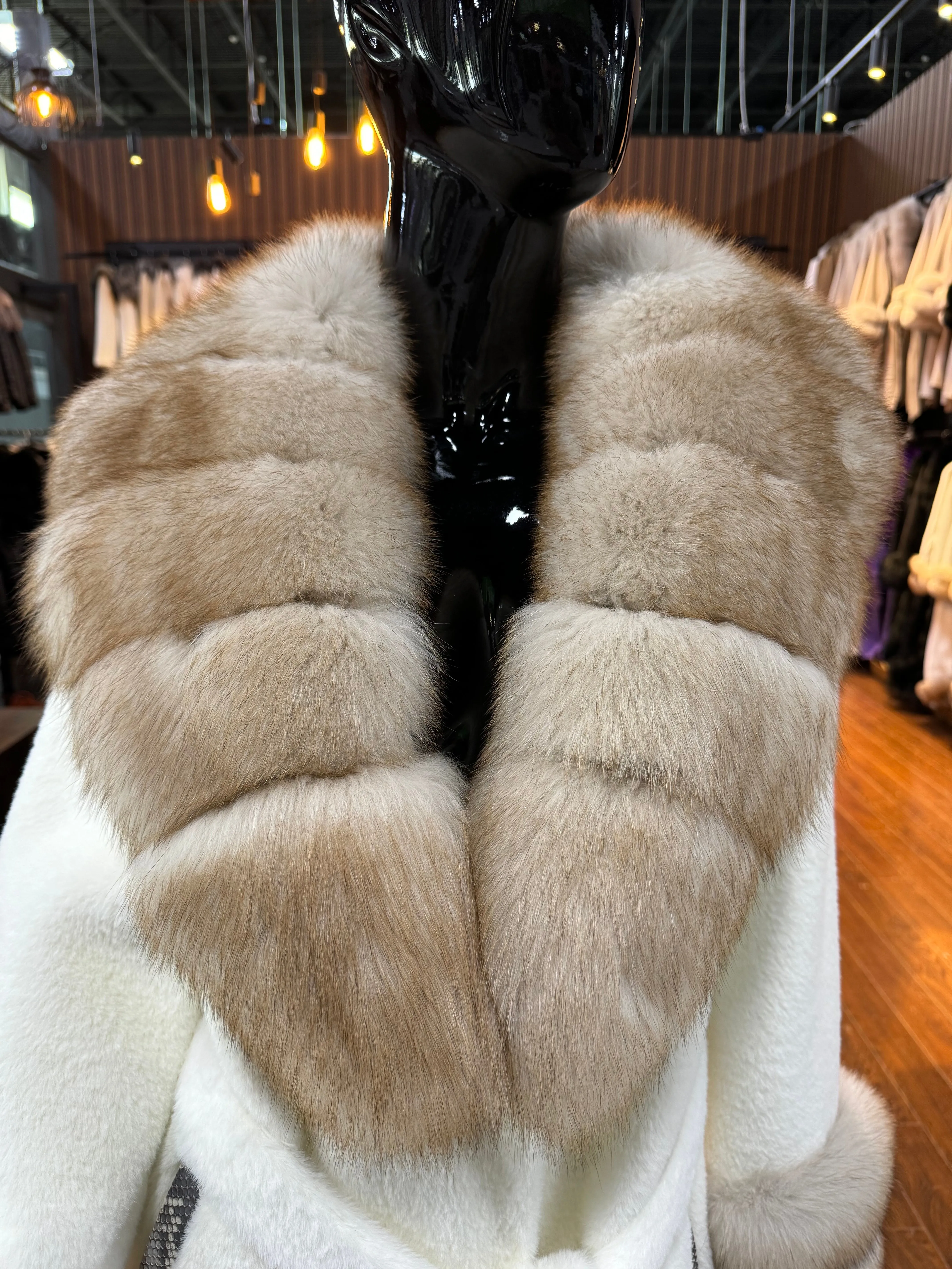White Alcantara and Real Fox Fur Coat: An Expression of Natural Elegance