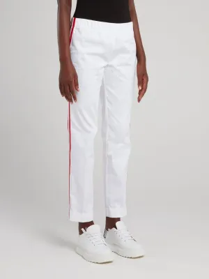 White Waistband Side Stripe Track Pants