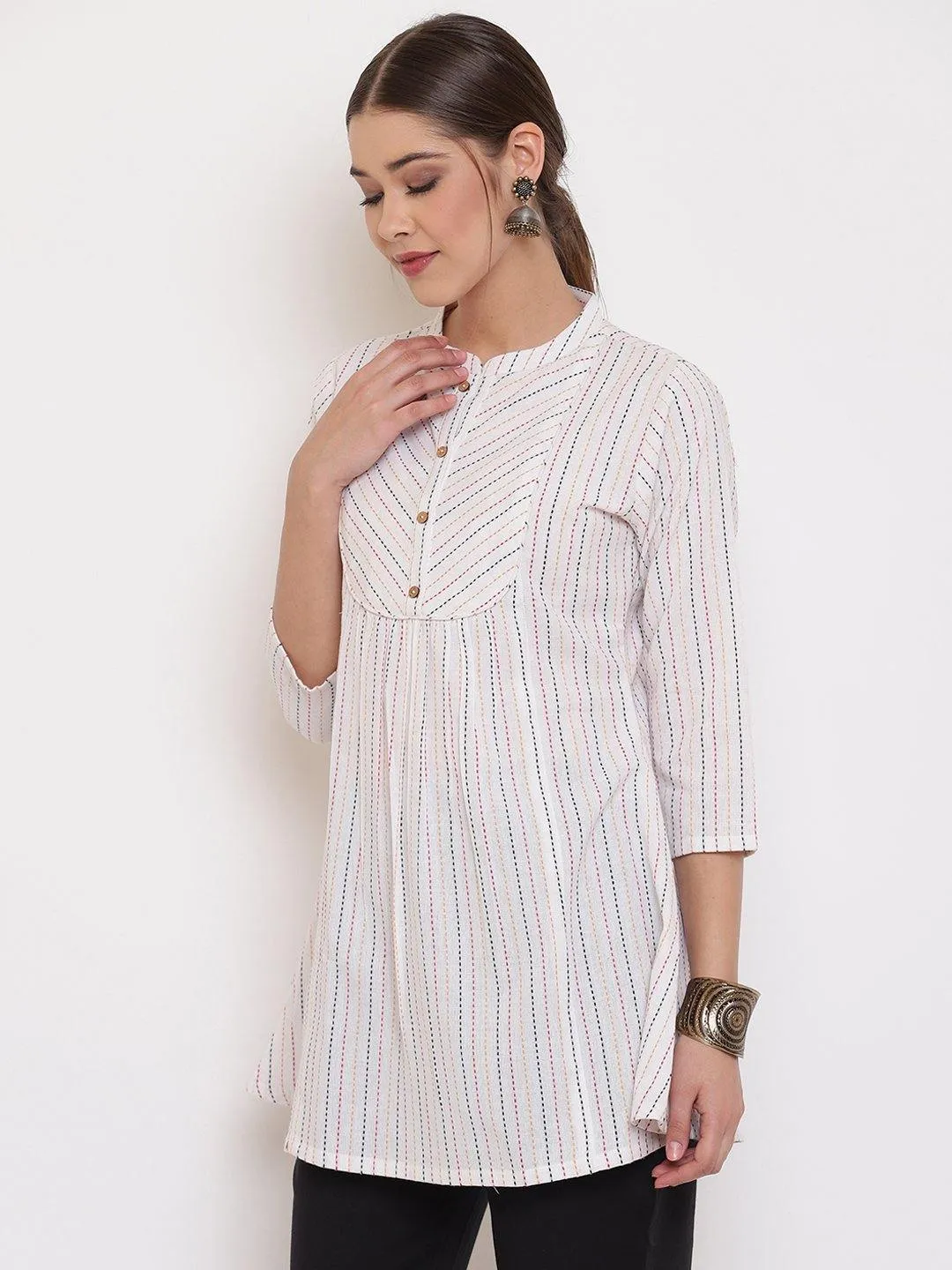 White Weaved Cotton Top