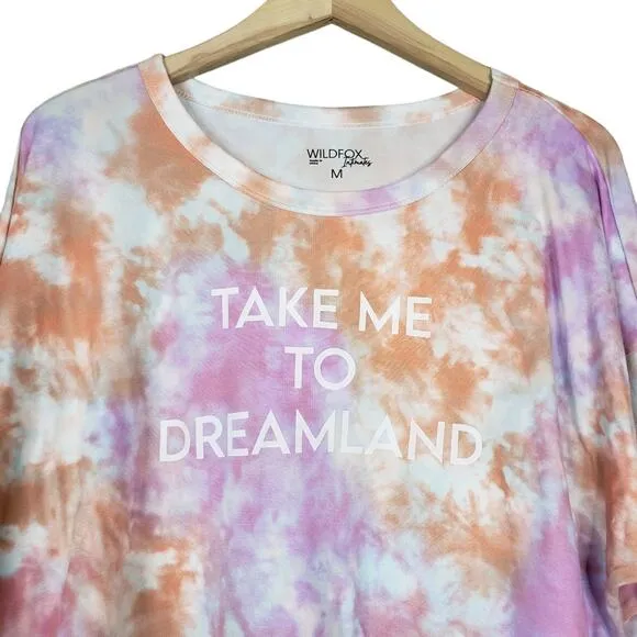 WILDFOX SLEEP Womens M Dreamland Tie Dye Sleep Set in Rainbow Cloud NEW