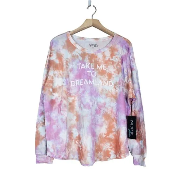 WILDFOX SLEEP Womens M Dreamland Tie Dye Sleep Set in Rainbow Cloud NEW