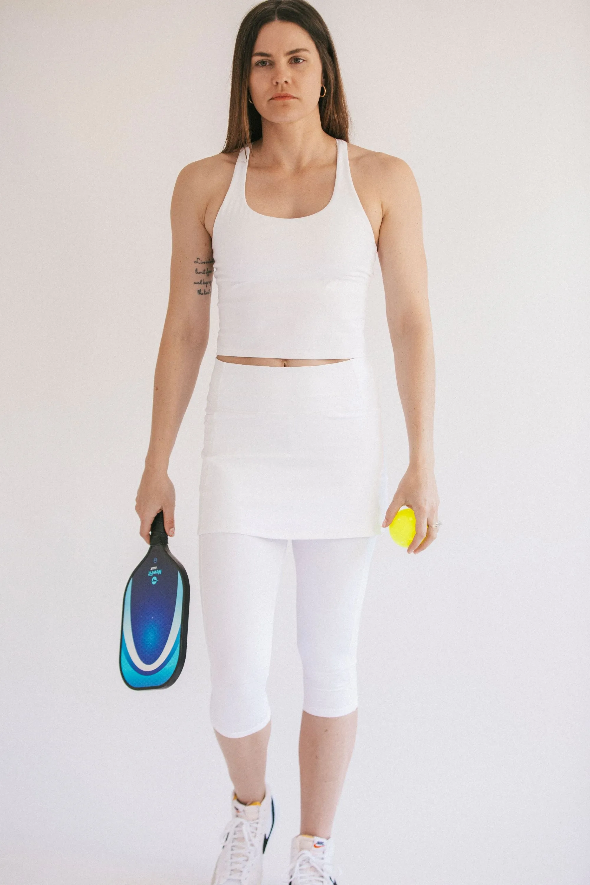 Wimbledon White Skirted Capris Leggings with Pockets