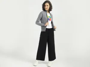 Women Solid Wide Leg Jeans