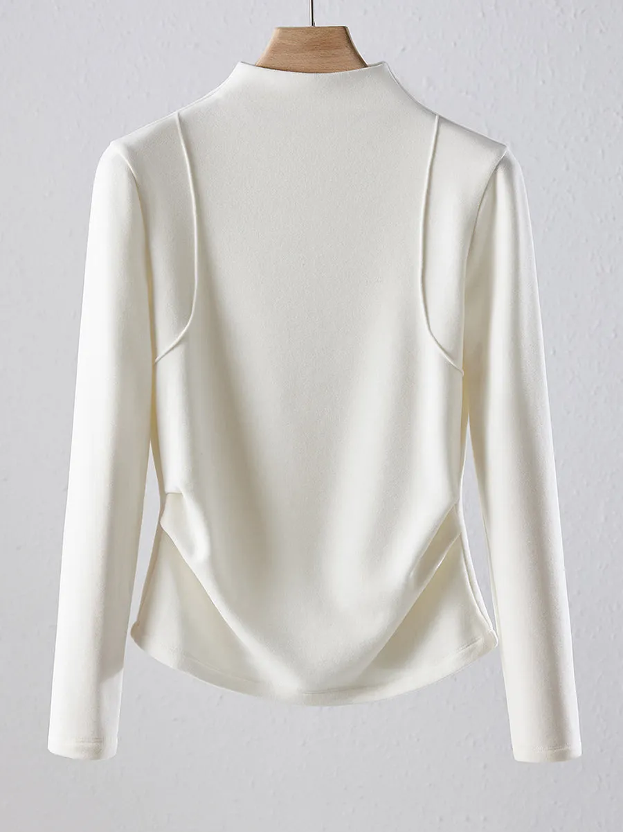 Women Spring Casual Half-Turtleneck Buttom Blouse