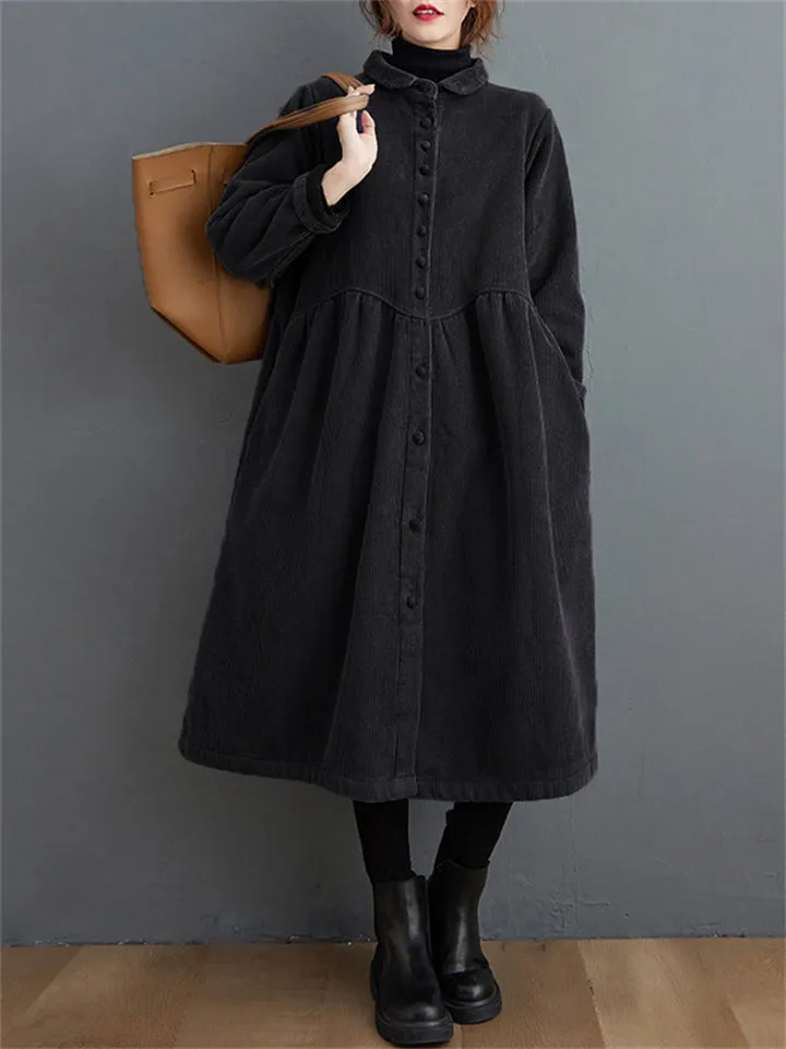 Women's Stylish Corduroy Long Coat for Winter