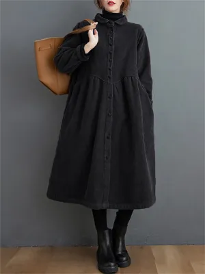 Women's Stylish Corduroy Long Coat for Winter