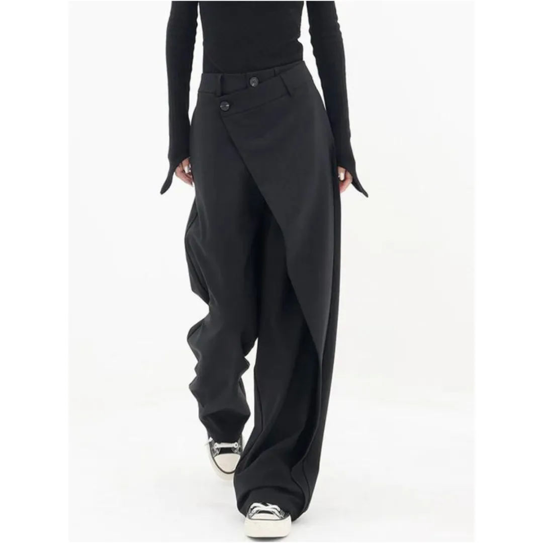 Women's Stylish High Waist Wide Leg Trousers Pants | Asymmetrical Design