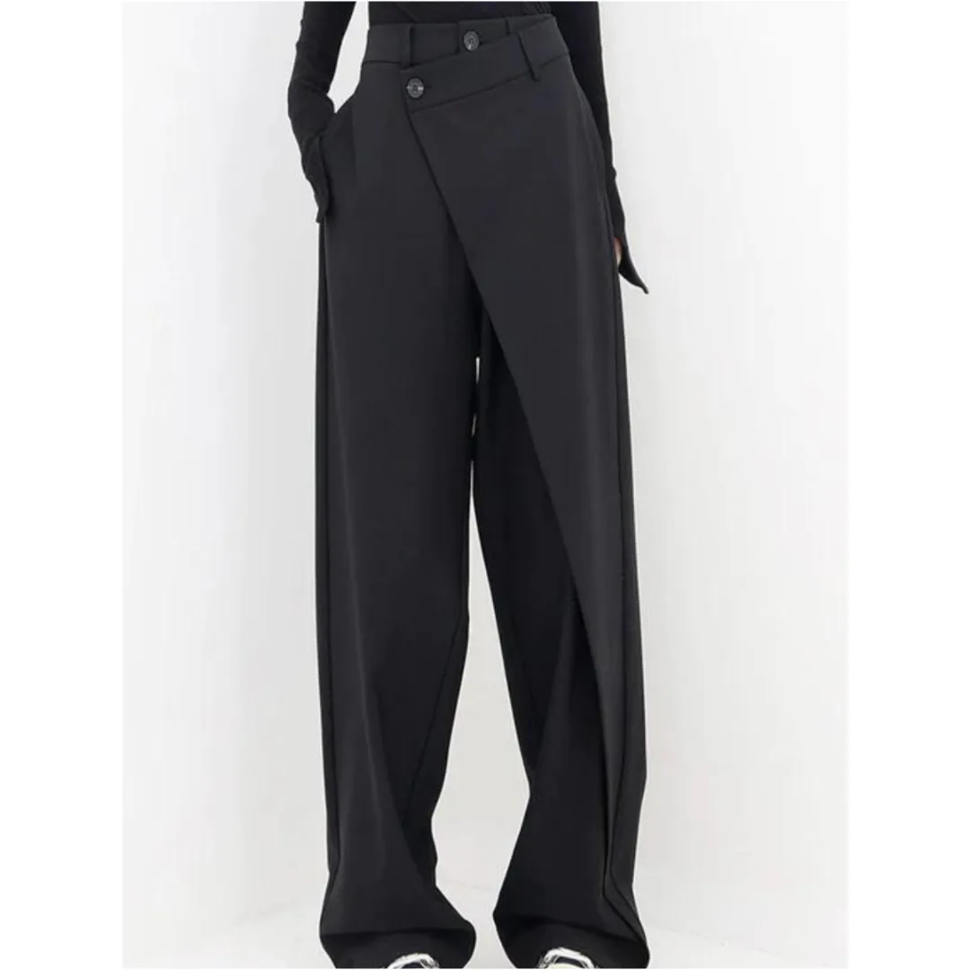 Women's Stylish High Waist Wide Leg Trousers Pants | Asymmetrical Design
