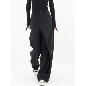 Women's Stylish High Waist Wide Leg Trousers Pants | Asymmetrical Design