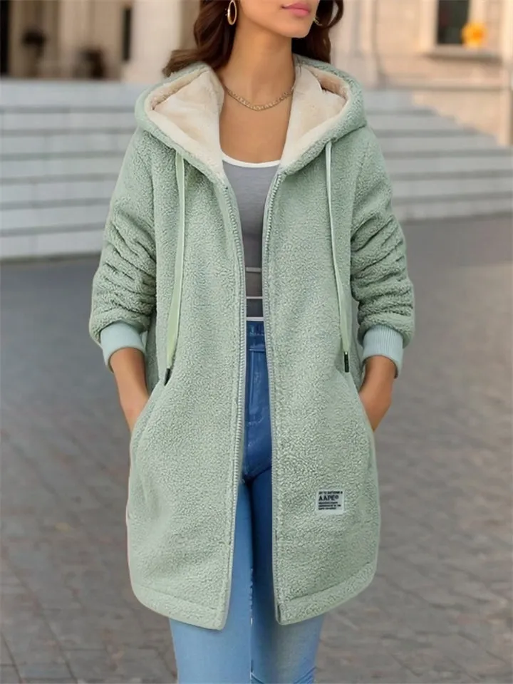 Women's Stylish Zip Up Fleece Hooded Coats