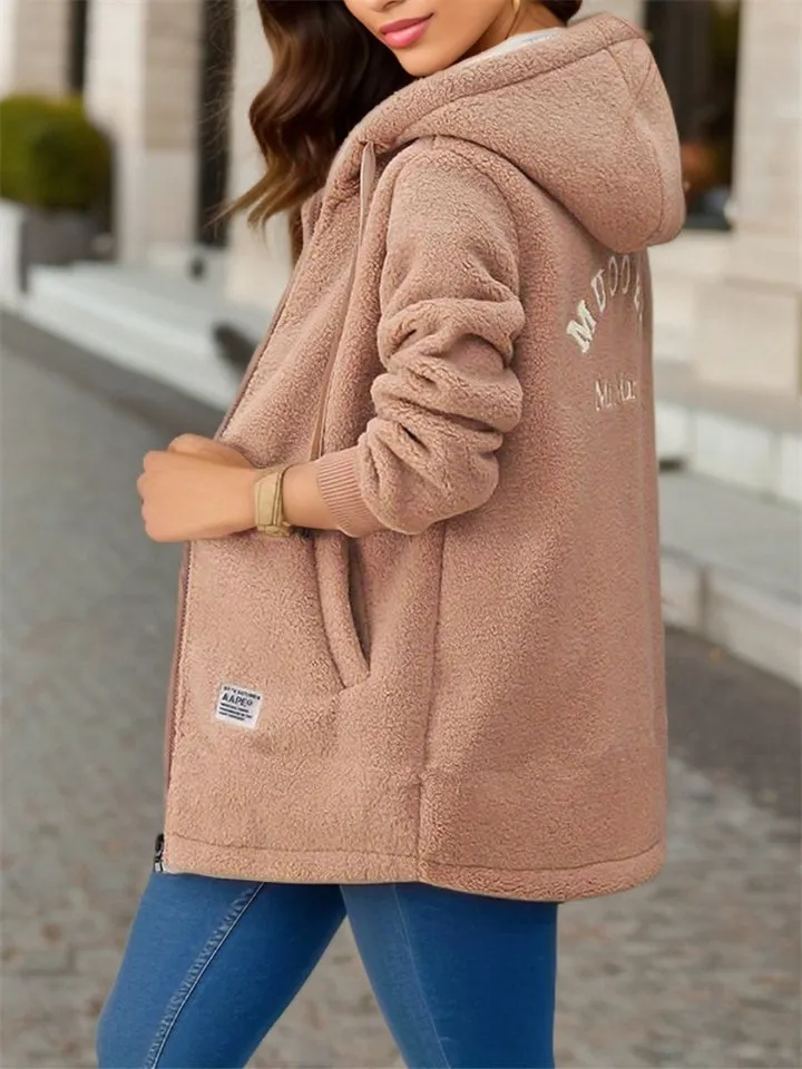 Women's Stylish Zip Up Fleece Hooded Coats