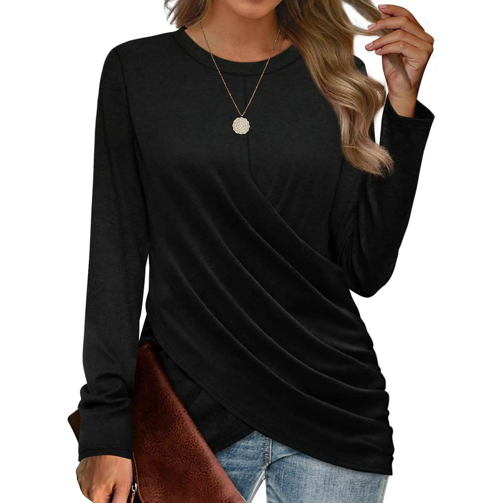 Women's T-shirt Casual Round Neck Cross