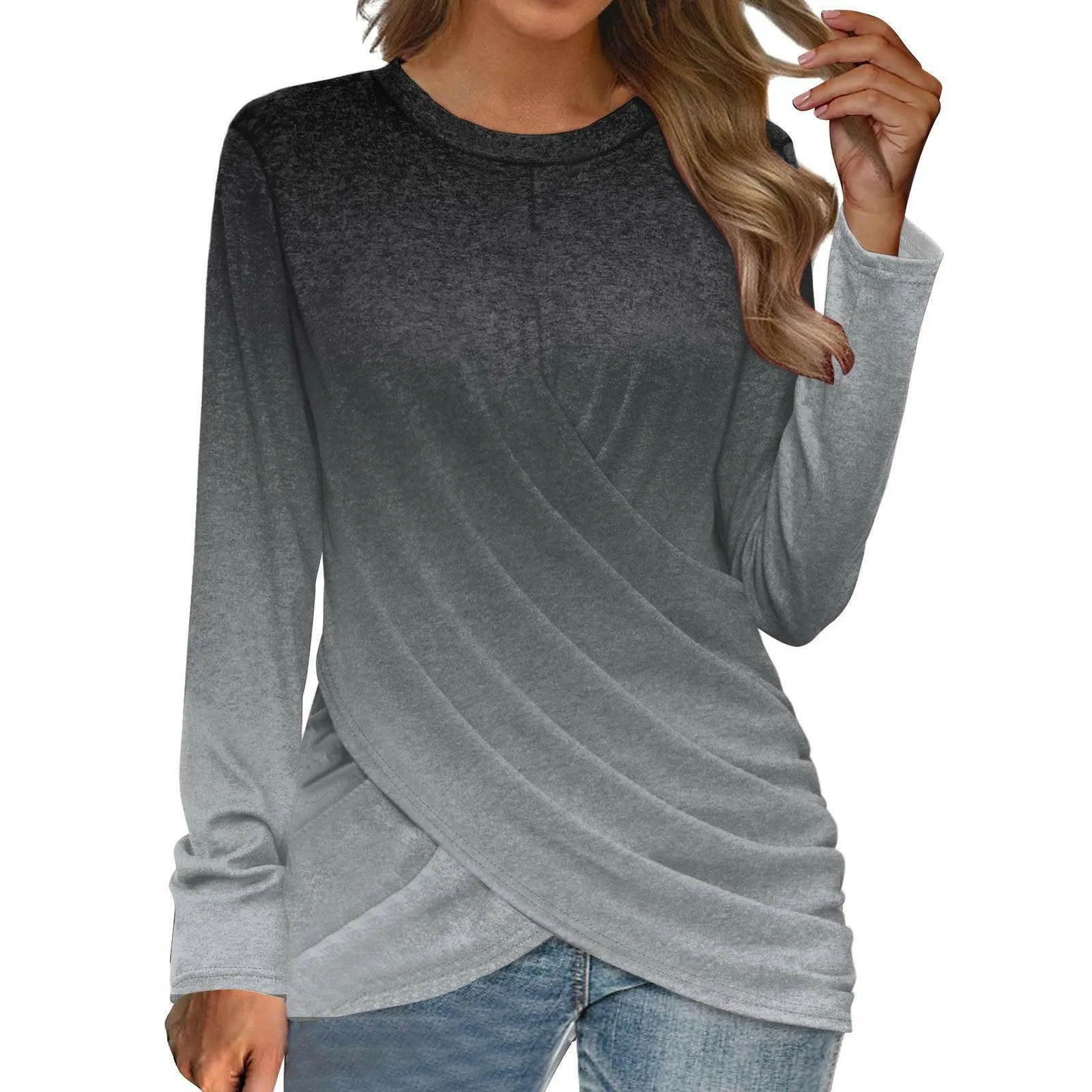 Women's T-shirt Casual Round Neck Cross
