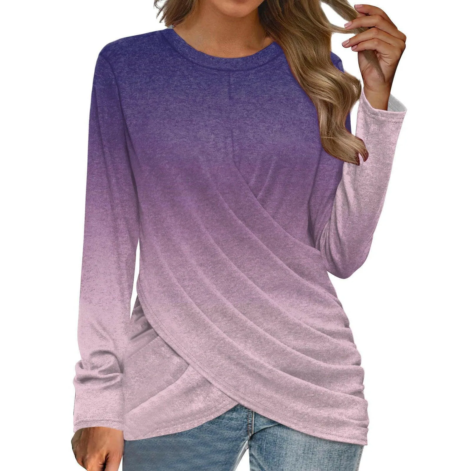 Women's T-shirt Casual Round Neck Cross