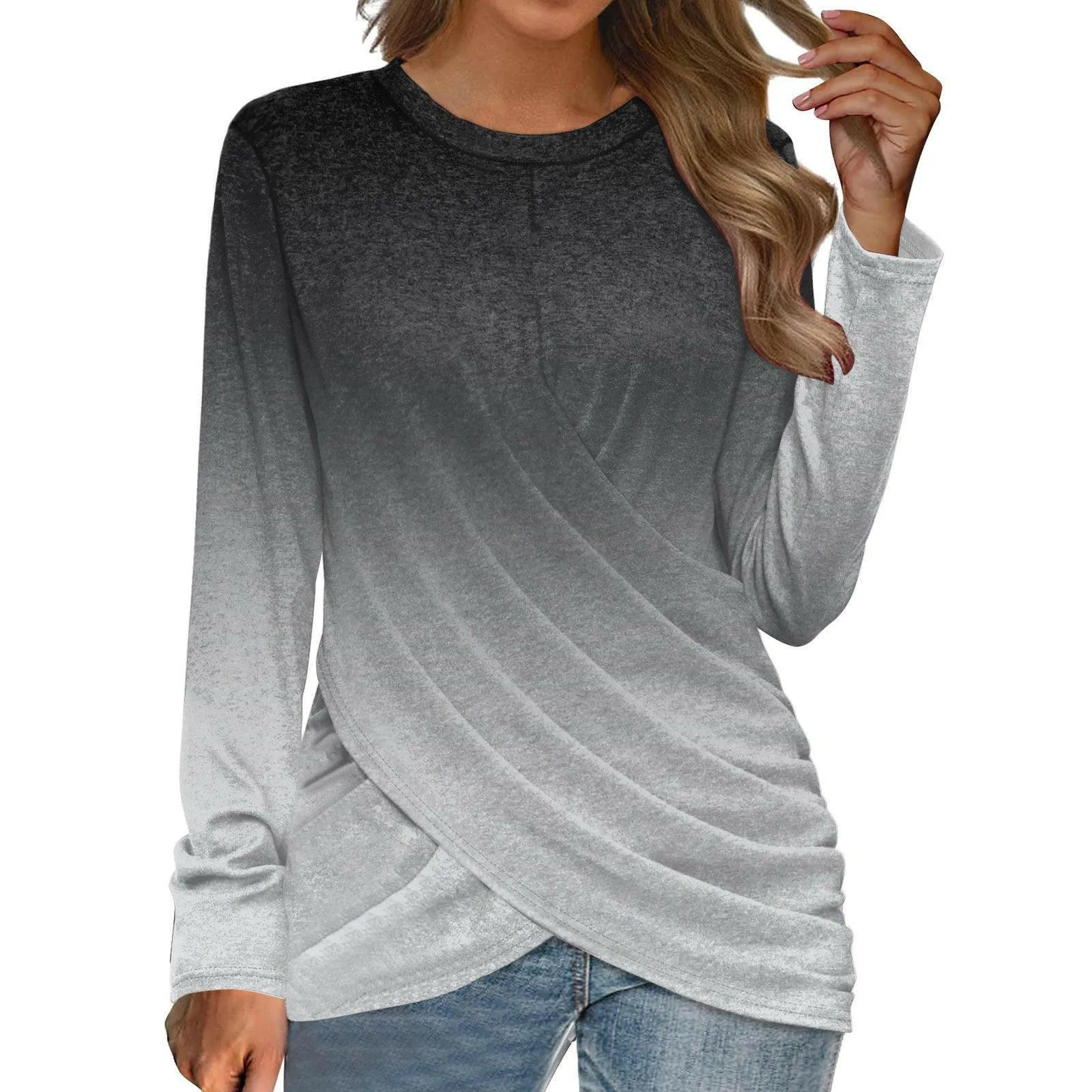 Women's T-shirt Casual Round Neck Cross