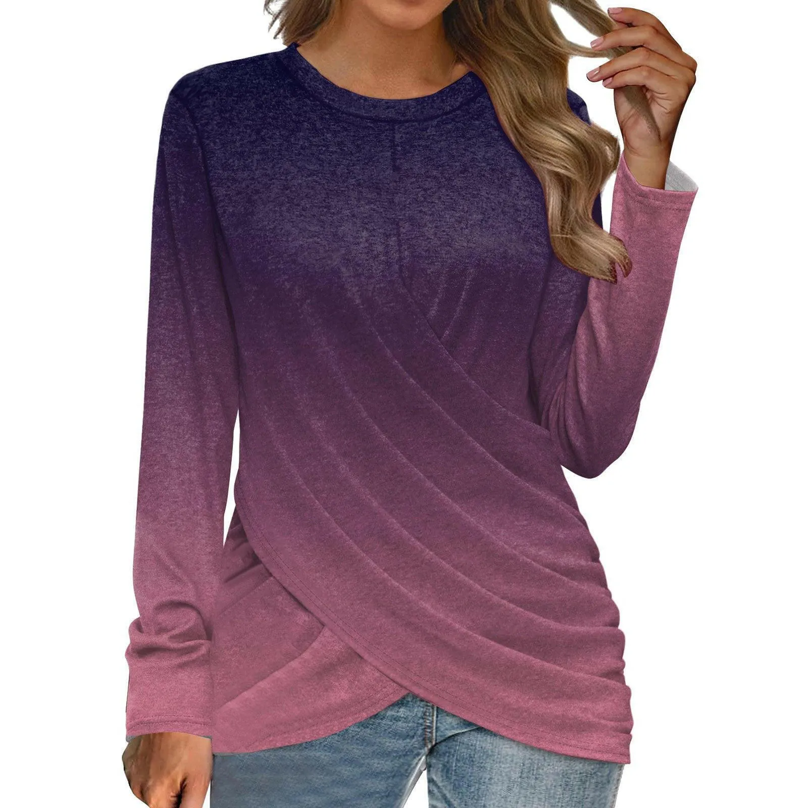 Women's T-shirt Casual Round Neck Cross