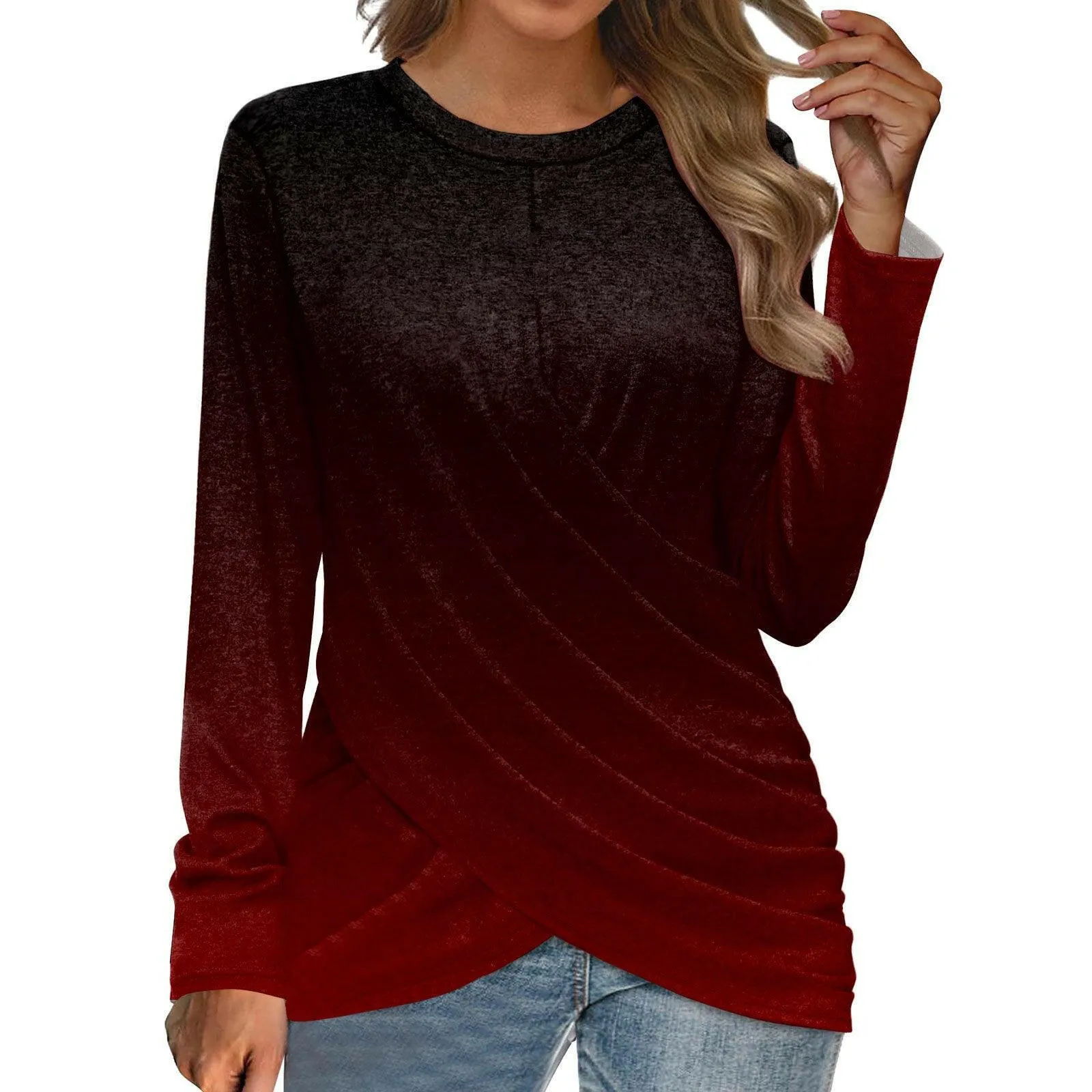 Women's T-shirt Casual Round Neck Cross