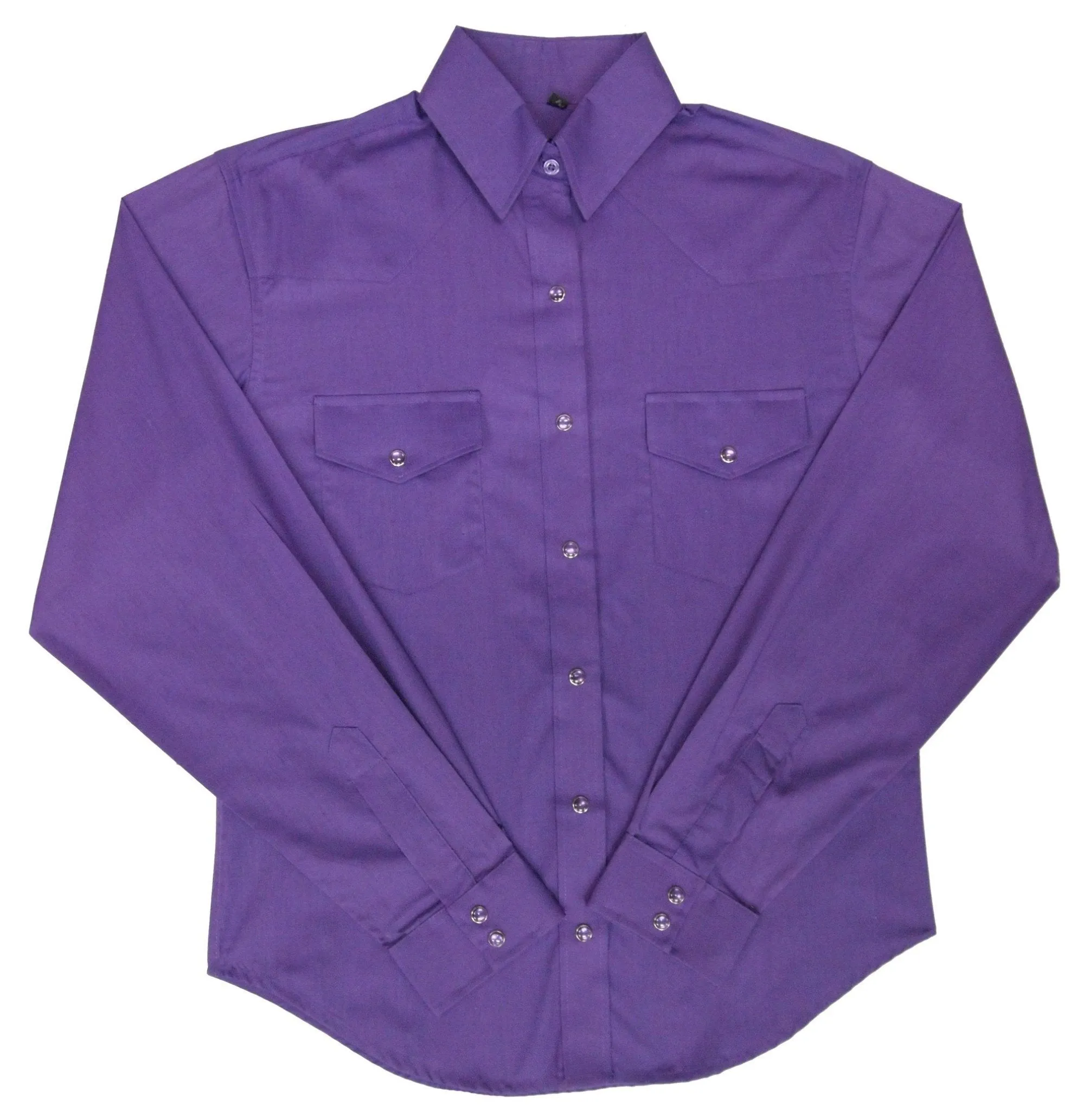 Women's Western Shirt: White Horse Solid Broadcloth Purple
