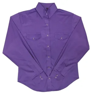 Women's Western Shirt: White Horse Solid Broadcloth Purple